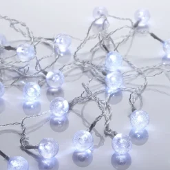 Guirlande boules lumineuses solaire blanc froid clignotant fixe 5,8 m