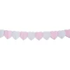 Guirlande coeur papier de soie rose et blanc 3m