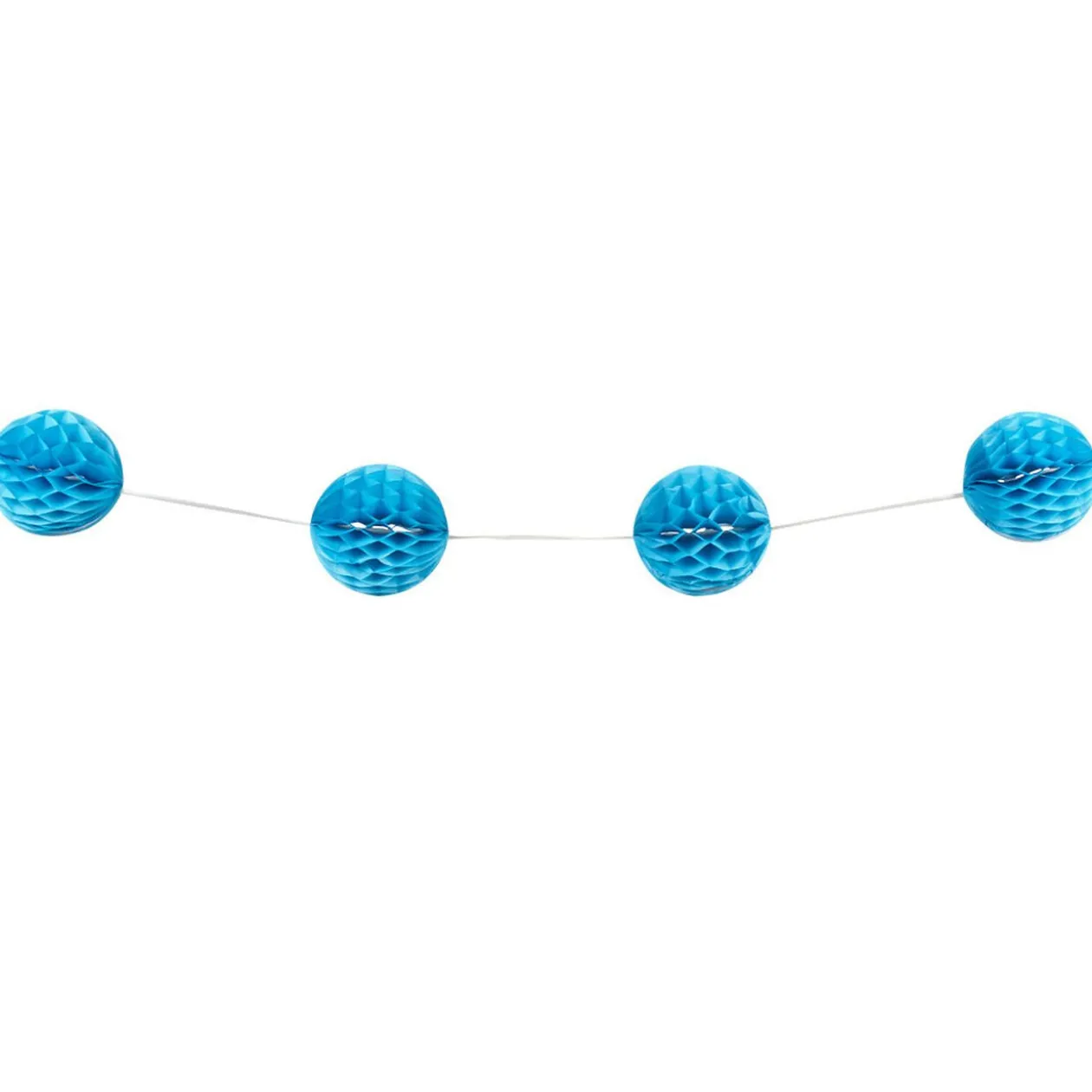 Guirlande de 15 boules en papier bleues turquoise 5 m