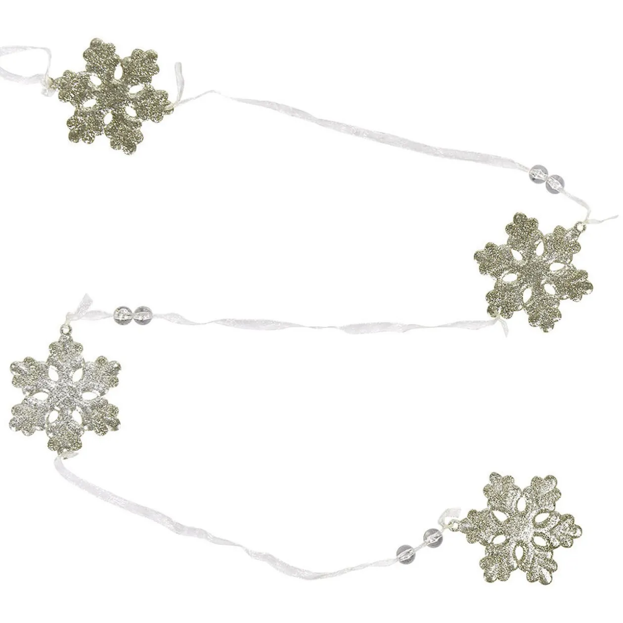 Guirlande de flocons en acrylique doré fil argenté