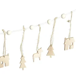 Guirlande de Noël en bois fantaisie blanc 1,8m