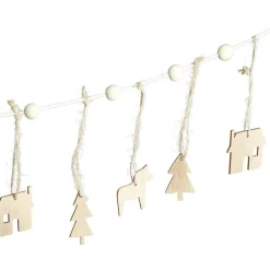 Guirlande de Noël en bois fantaisie blanc 1,8m
