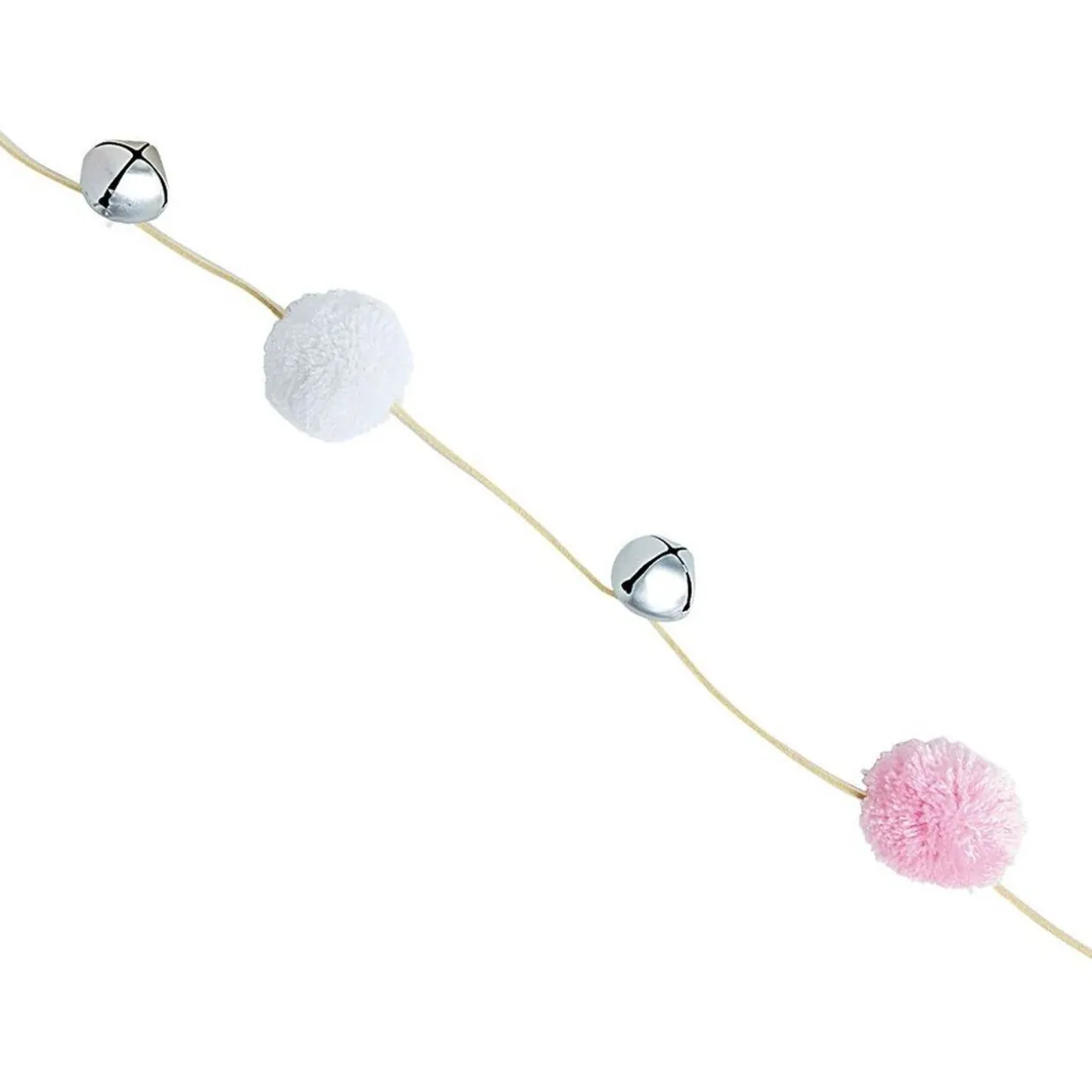 Guirlande de Noël pompons et clochettes 1m40