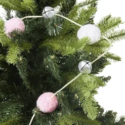 Guirlande de Noël pompons et clochettes 1m40