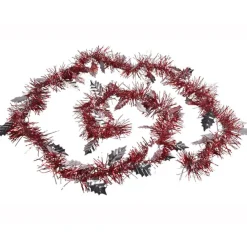 Guirlande de Noël rouge et argentée 2 m