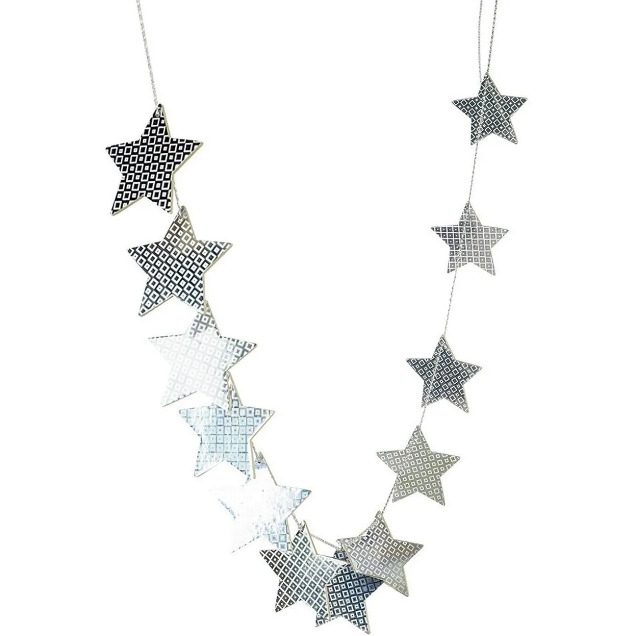 Guirlande de Noël étoiles en bois argenté