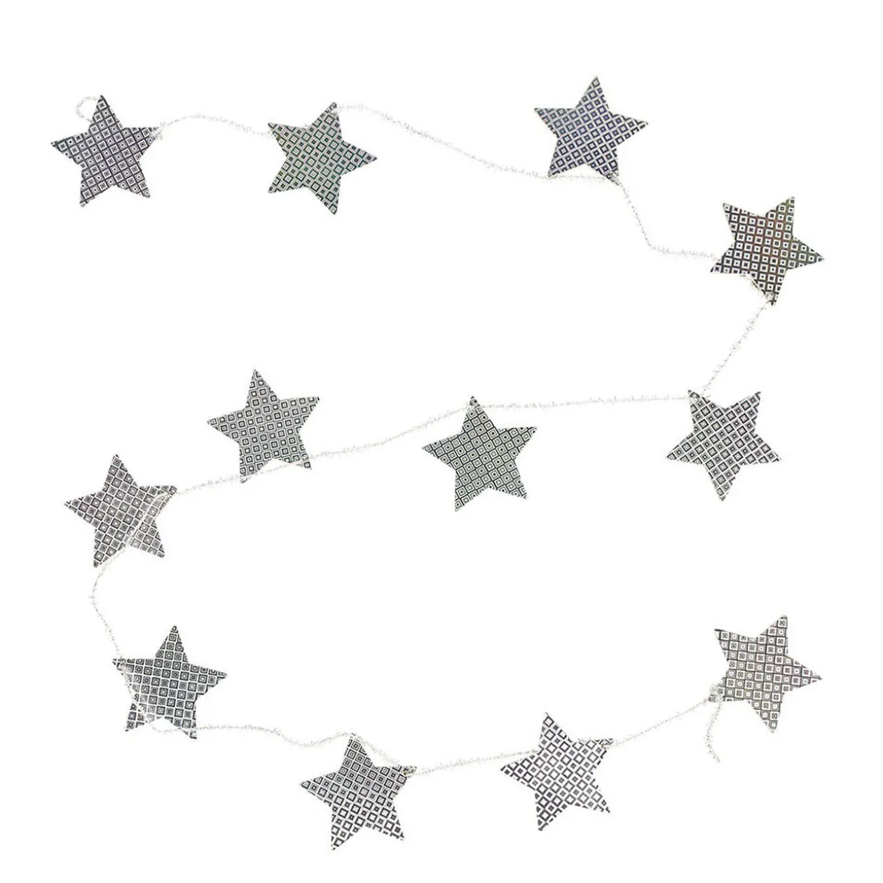 Guirlande de Noël étoiles en bois argenté