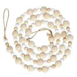 Guirlande de perles en bois beige naturel