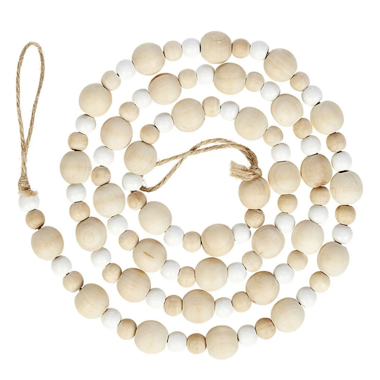 Guirlande de perles en bois beige naturel