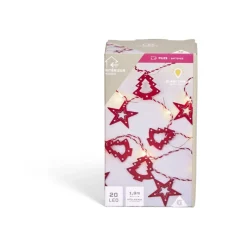 Guirlande d'intérieur sapins et étoiles 20 LED blanc chaud 1,9m