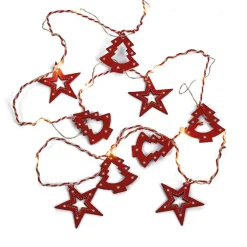 Guirlande d'intérieur sapins et étoiles 20 LED blanc chaud 1,9m