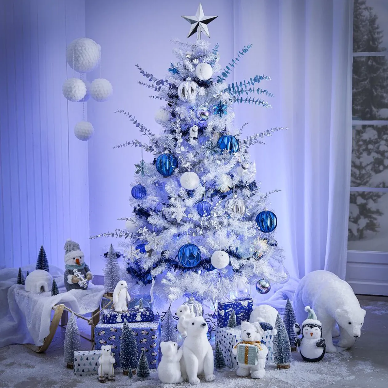 Guirlande iridescente argenté ou bleu 2m