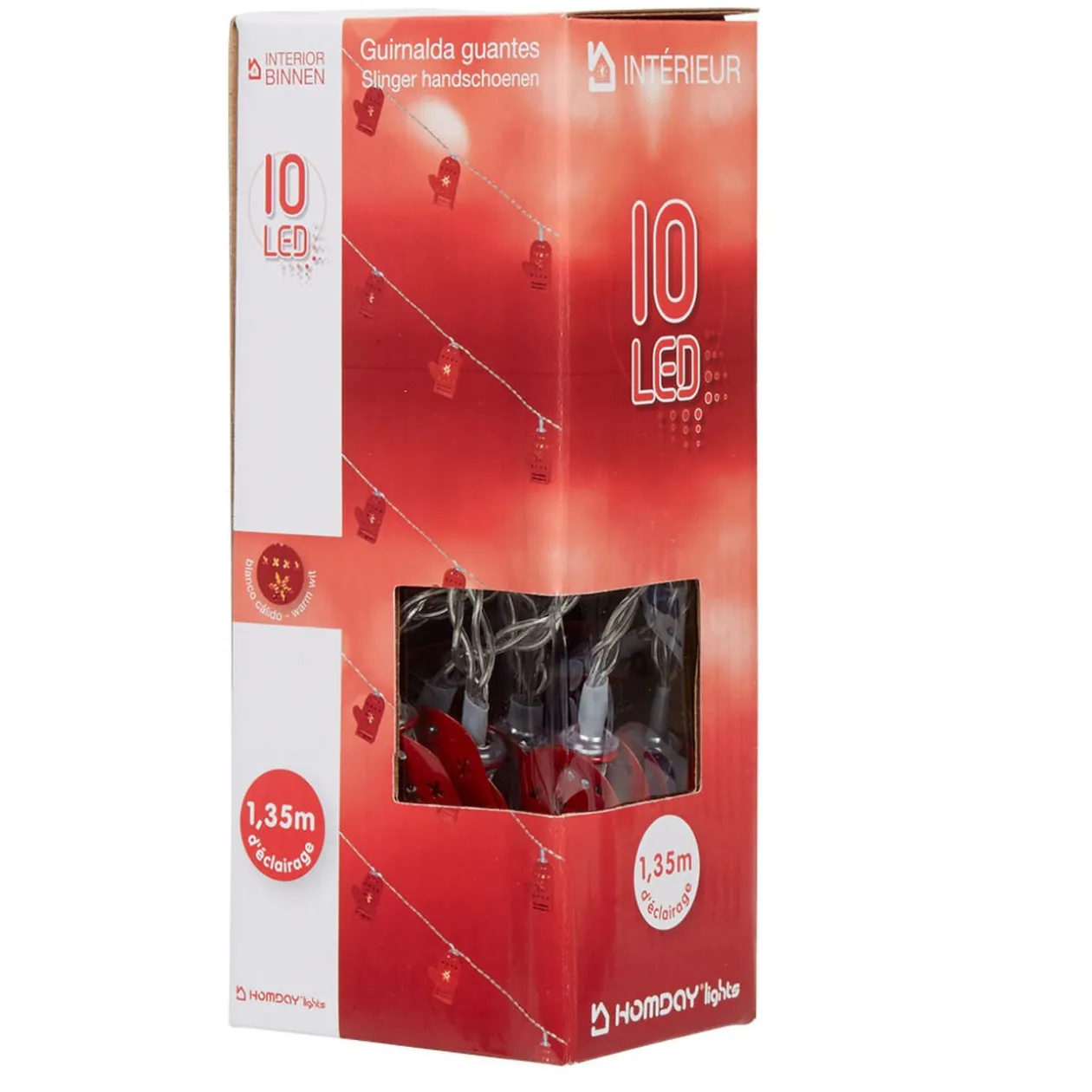 Guirlande électrique lumineuse 10 gants rouges L. 1,35 m