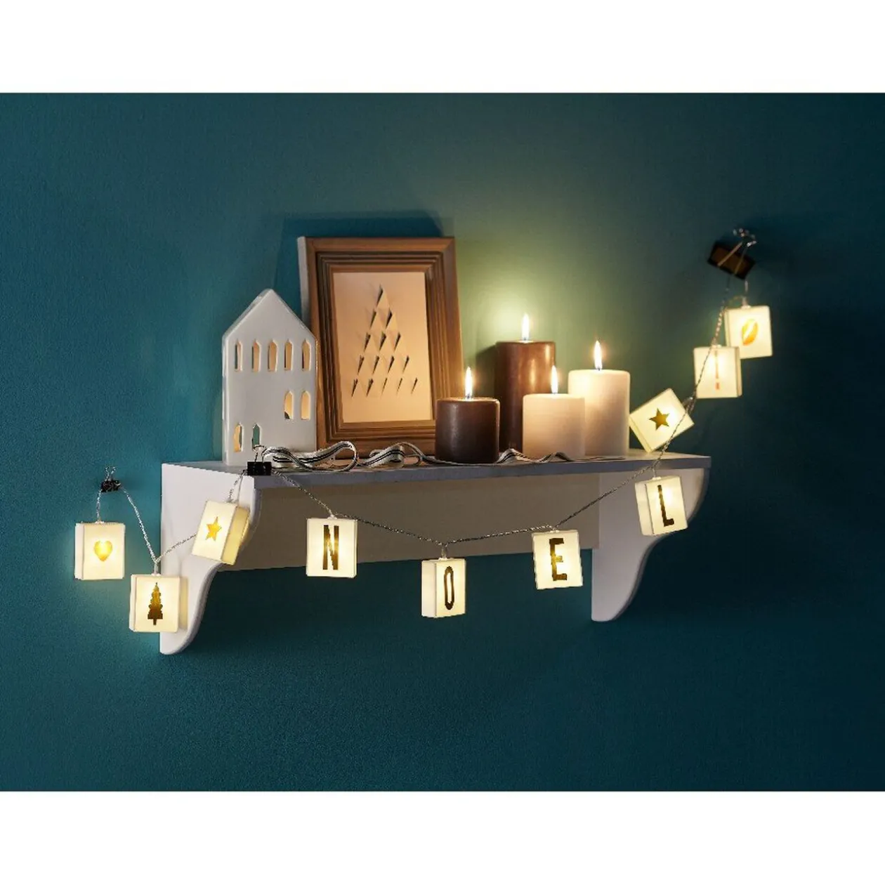 Guirlande lettres multicolores lumineuses à led blanc chaud