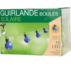 Guirlande lumineuse boules bleues motifs étoiles L. 2,25 m