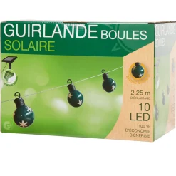 Guirlande lumineuse boules vertes motifs étoiles L. 2,25 m