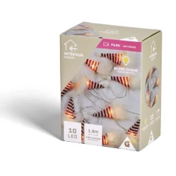 Guirlande lumineuse intérieur gnome 10LED blanc chaud à piles 1,8m