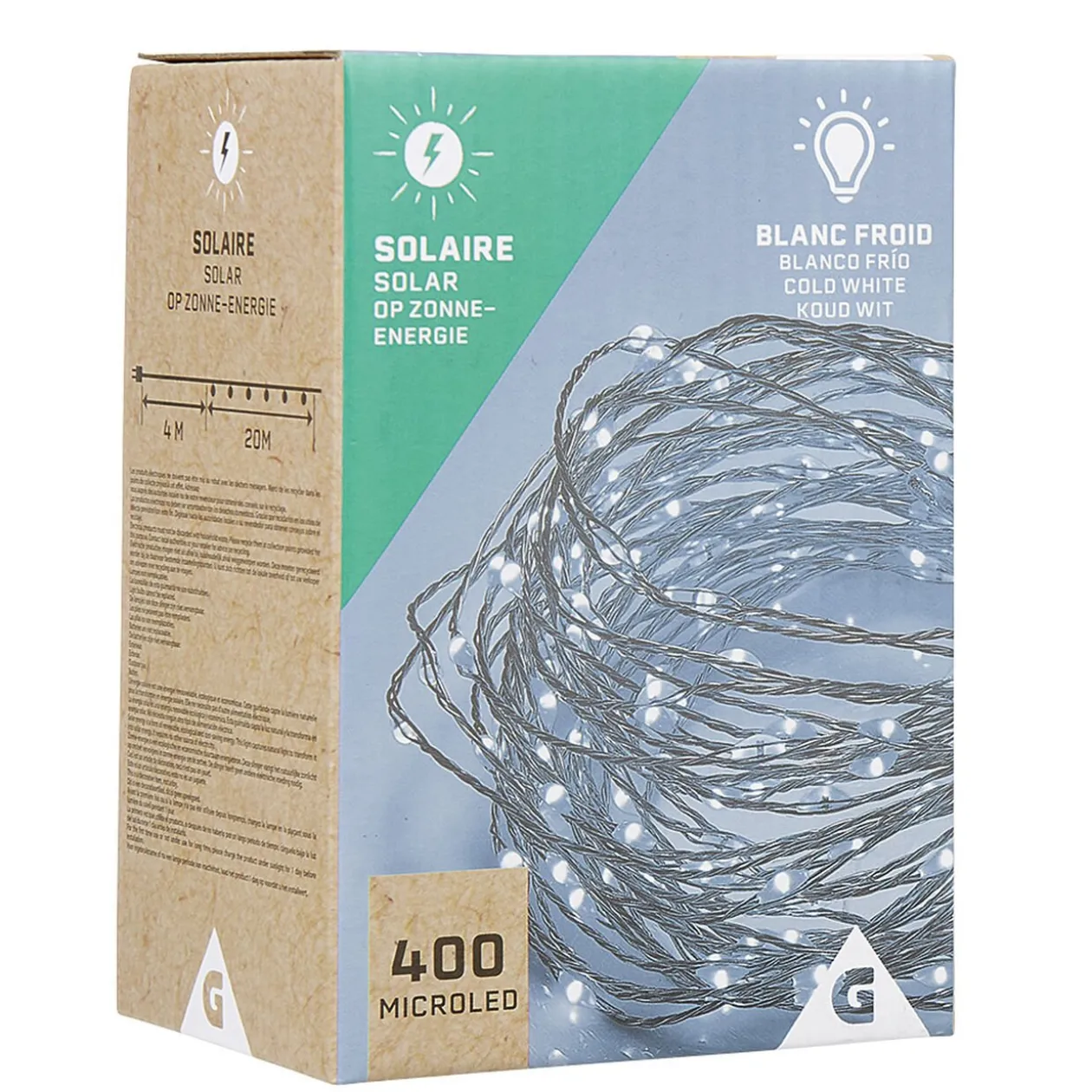 Guirlande lumineuse Solaire 400 microled Blanc froid 20 m