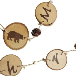 Guirlande Merry Christmas rondin de bois et jute 1,8m