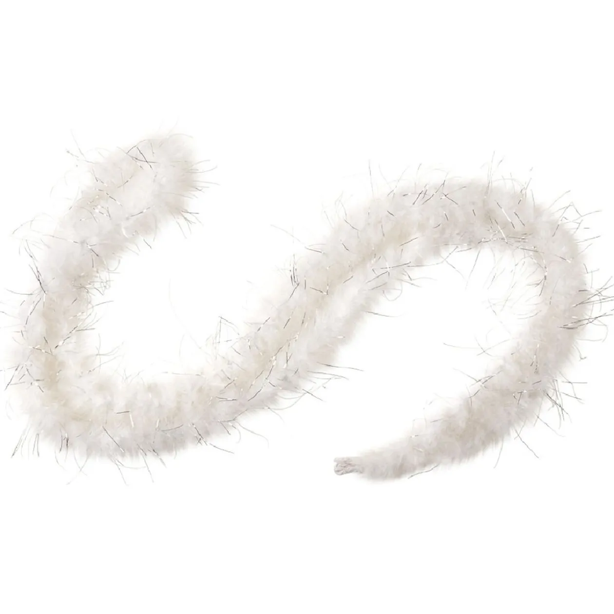 Guirlande plumes blanches fil argenté 1,8 m