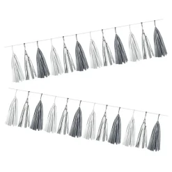 Guirlande pompon papier gris clair et foncé 4,2 m