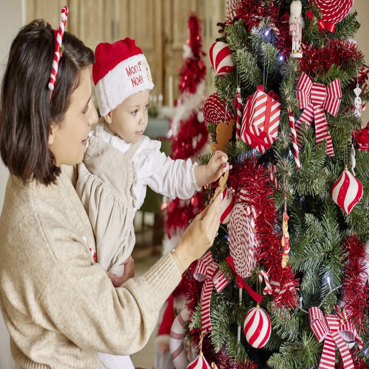 Guirlande scintillante sucre d'orge rouge 2m