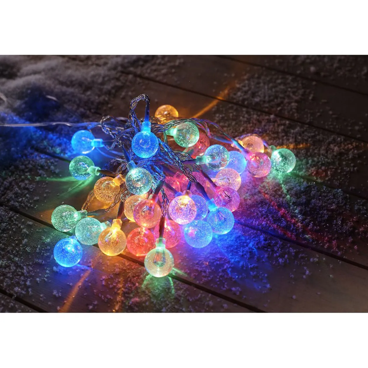 Guirlande Solaire 30 boules multicolore clignotant fixe 5,8 m