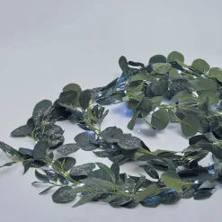 Guirlande solaire feuille neige artificielle 60 LED blanc froid L.3m