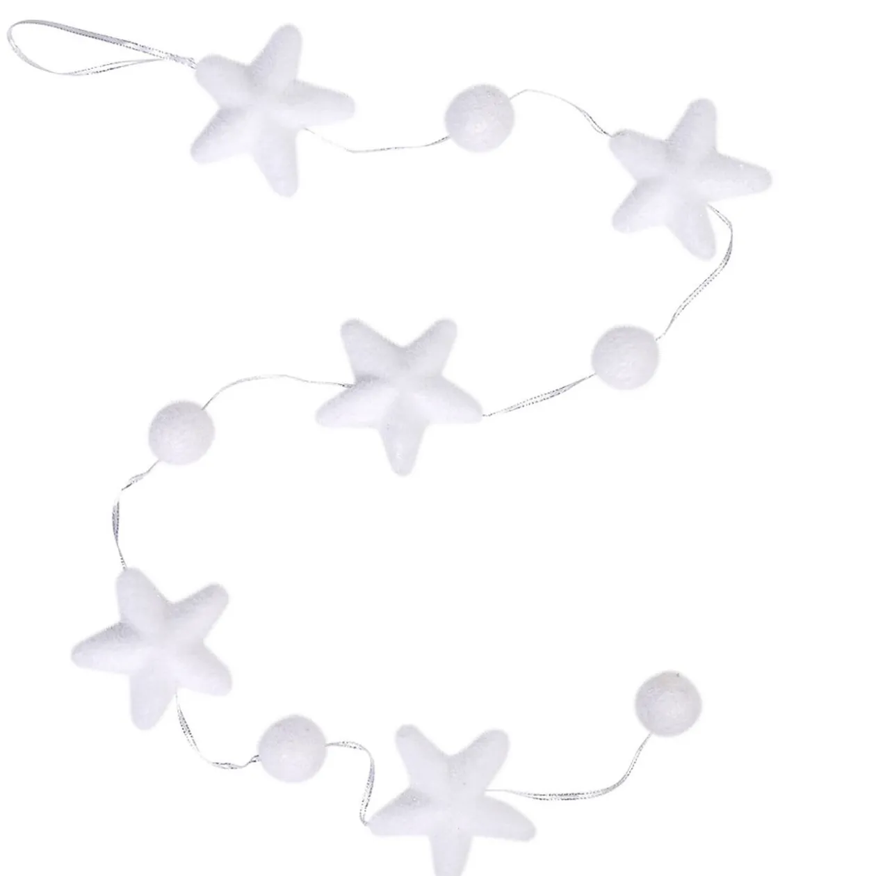 Guirlande étoiles et boules blanches 1,2 m