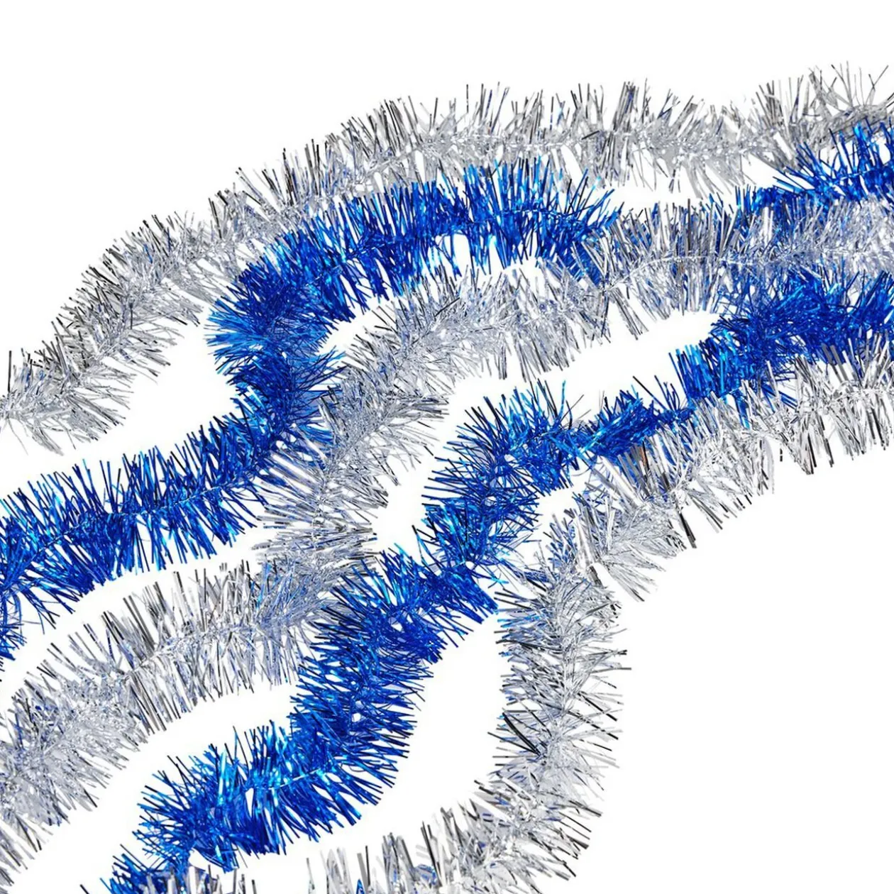 Guirlandes de Noël scintillantes argentées et bleues x5