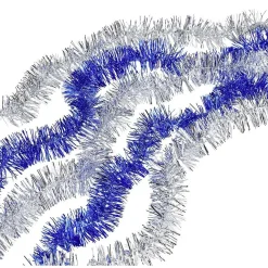 Guirlandes de Noël scintillantes argentées et bleues x5