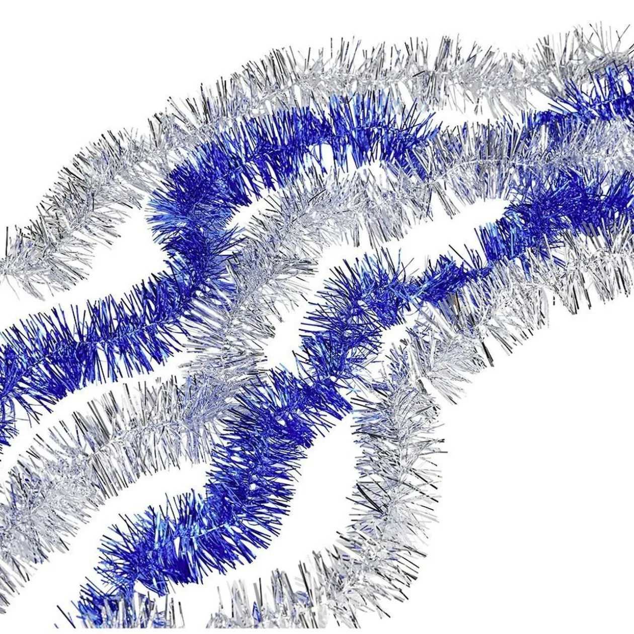 Guirlandes de Noël scintillantes argentées et bleues x5