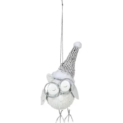 Hibou à lunettes déco Noël à suspendre