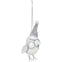 Hibou à lunettes déco Noël à suspendre