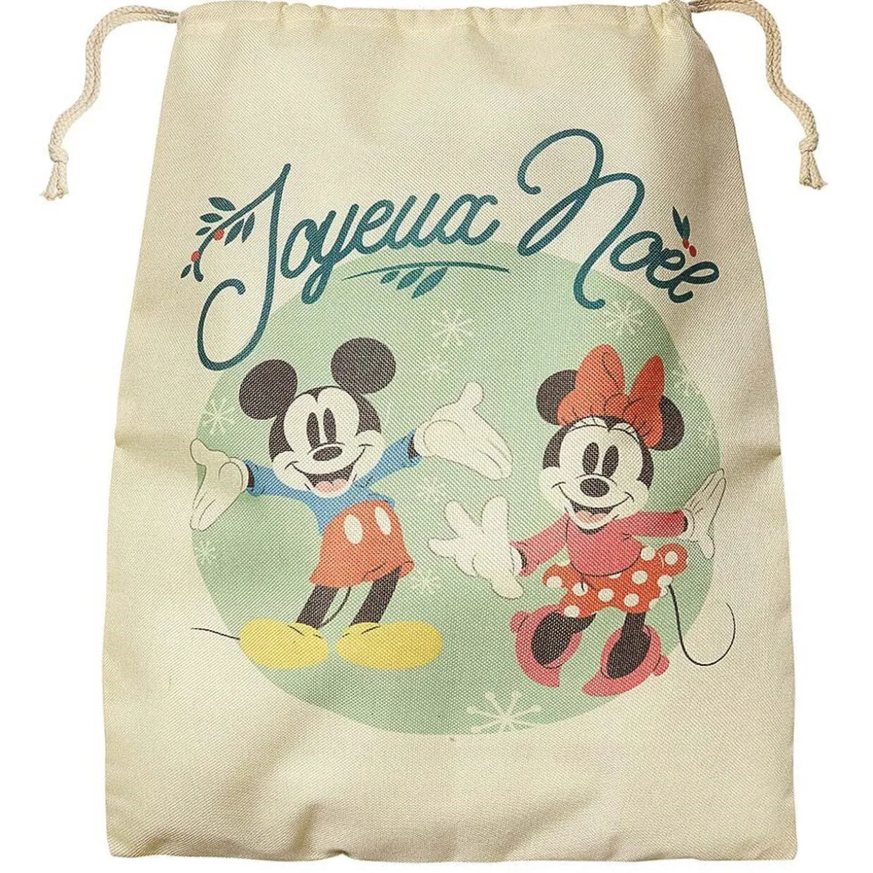Hotte de Noël en toile motif Disney Mickey et Minnie