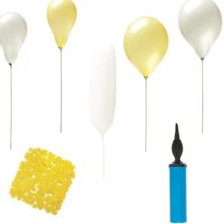 Kit ballons fête or blanc argent avec pompe à main x60