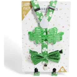 Kit bretelles, lunettes et noeud papillon Saint-Patrick vert