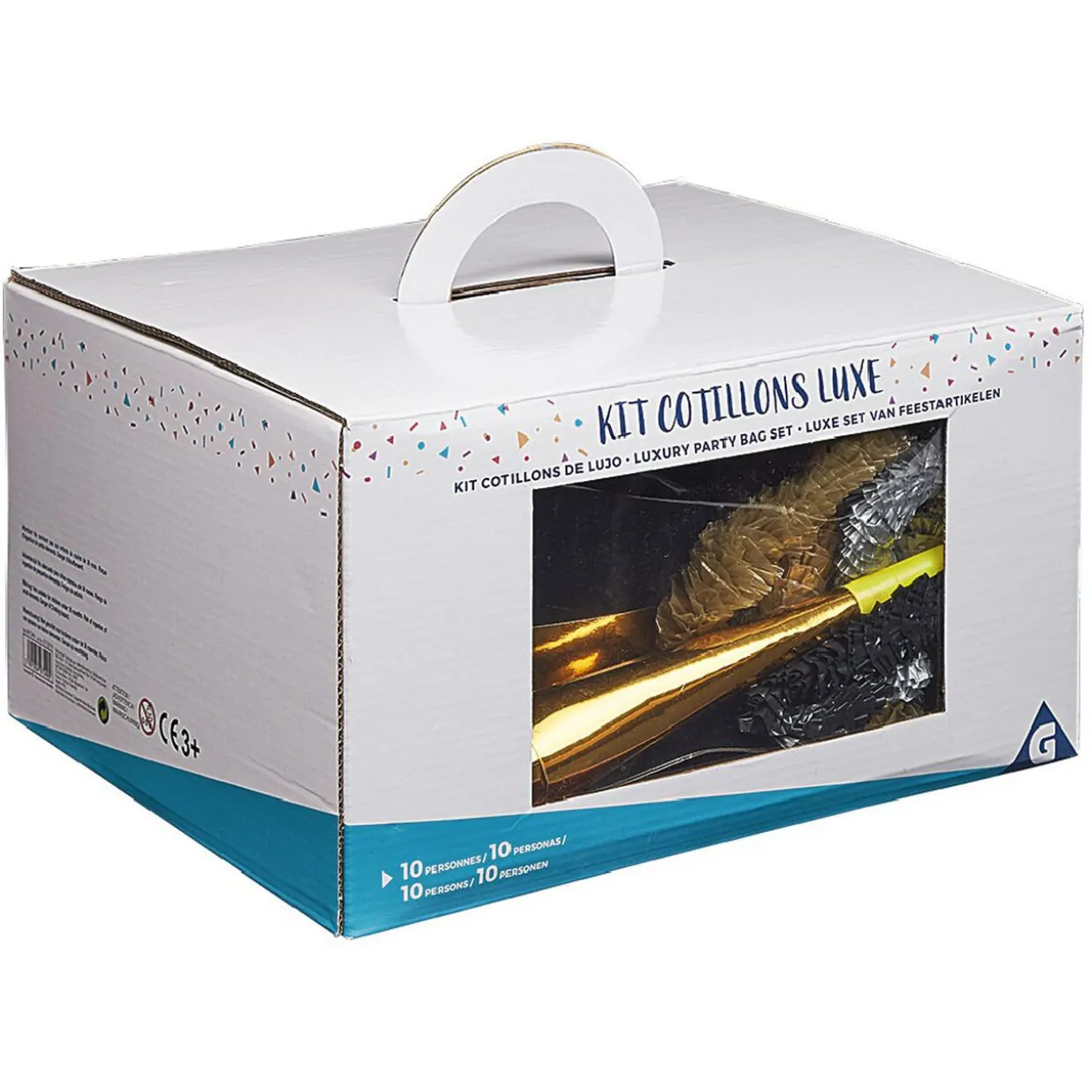 Kit cotillons luxe or noir 10 personnes