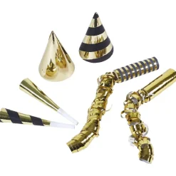 Kit cotillons pour 4 personnes noir doré