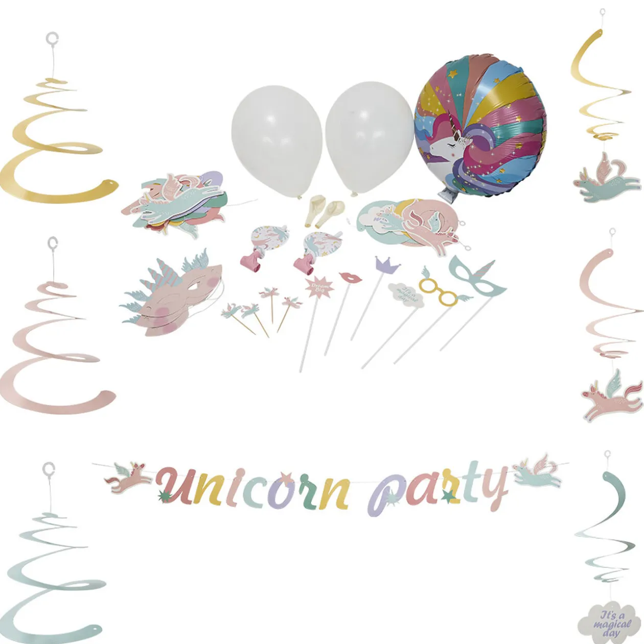 Kit décoration de fête Licorne 6 personnes