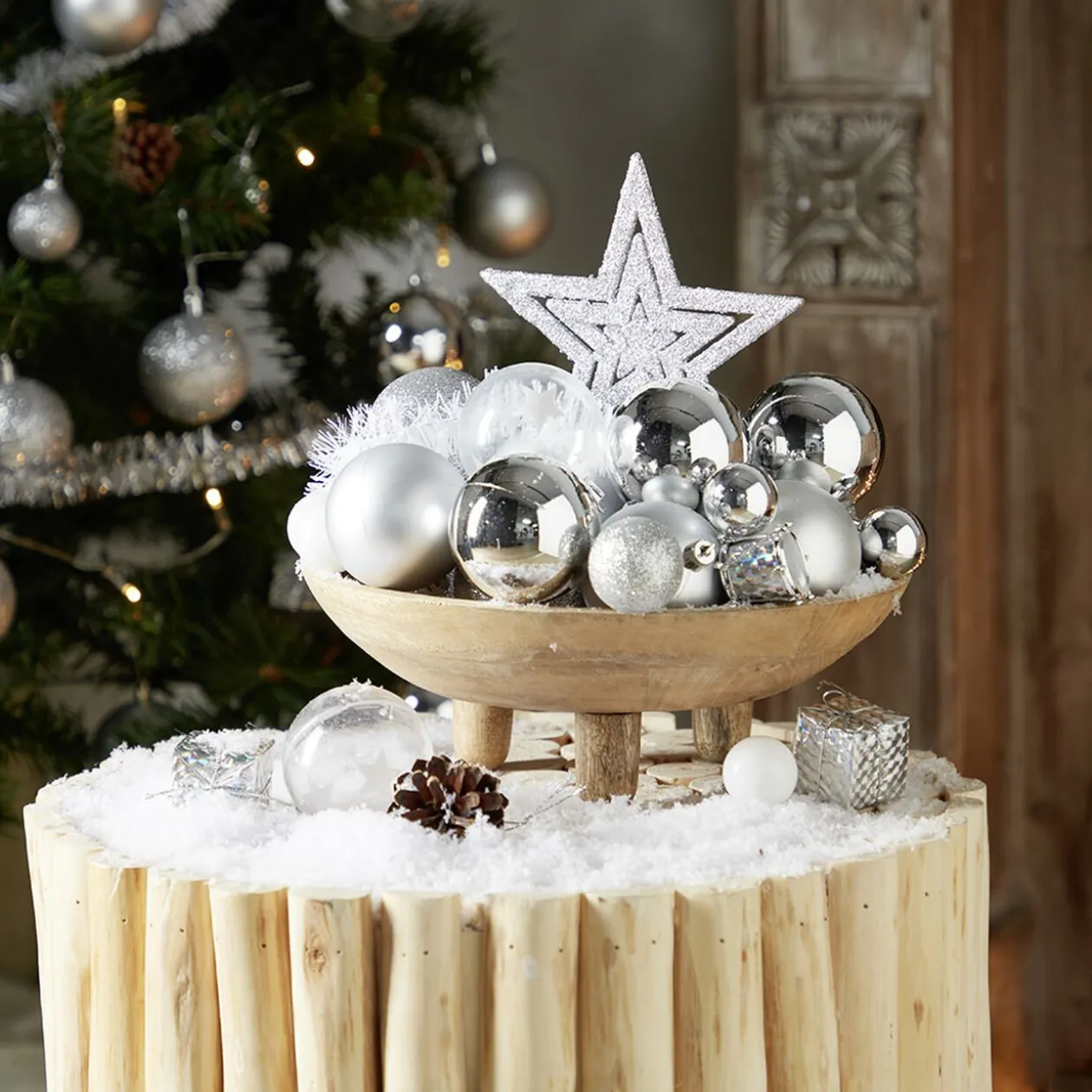 Kit décoration pour Sapin de Noël Argenté x40