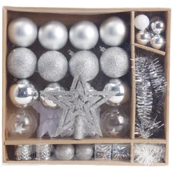 Kit décoration pour Sapin de Noël Argenté x40