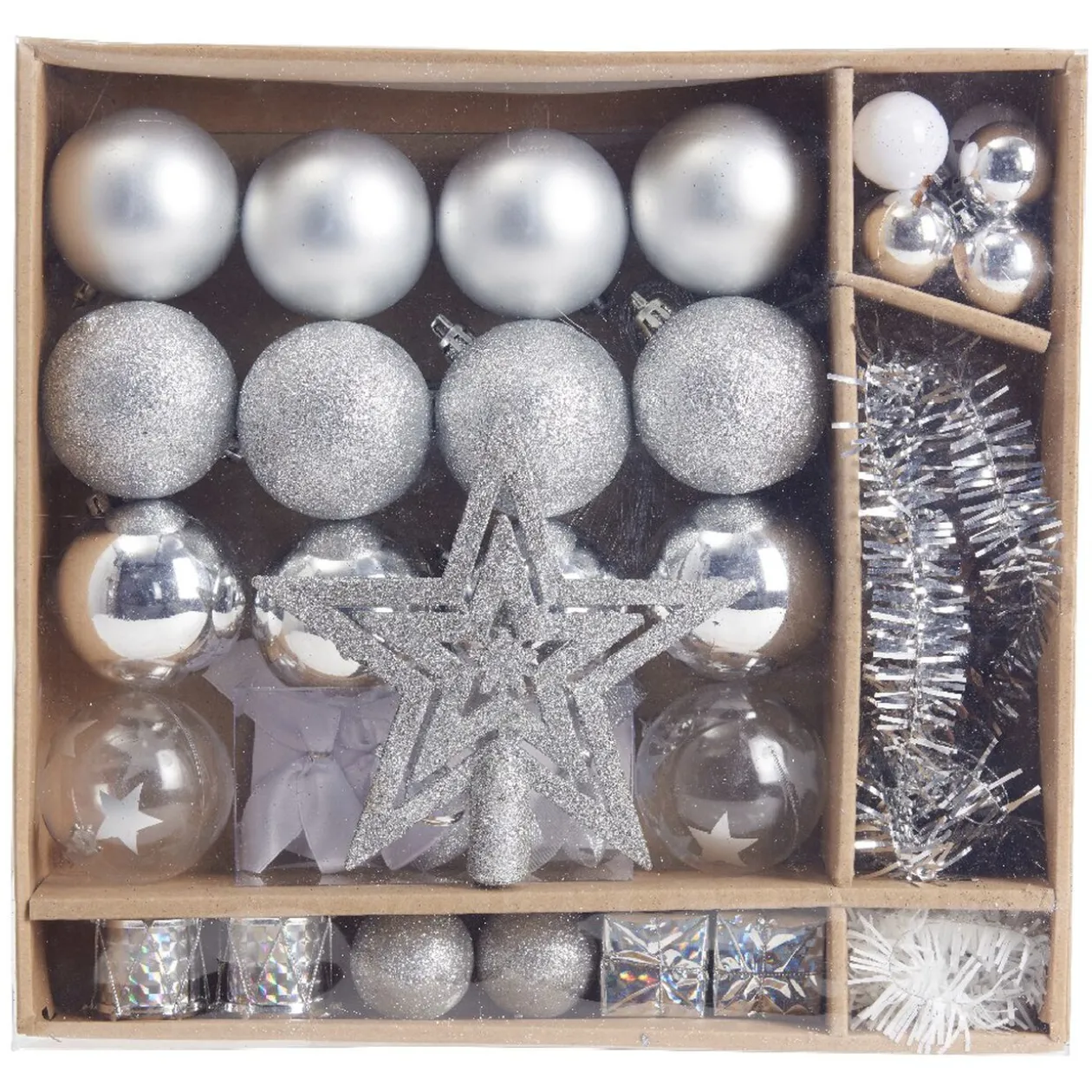 Kit décoration pour Sapin de Noël Argenté x40
