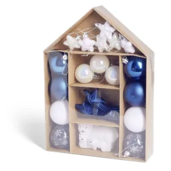 Kit décoration sapin de Noël boréal bleu et blanc 20 pièces