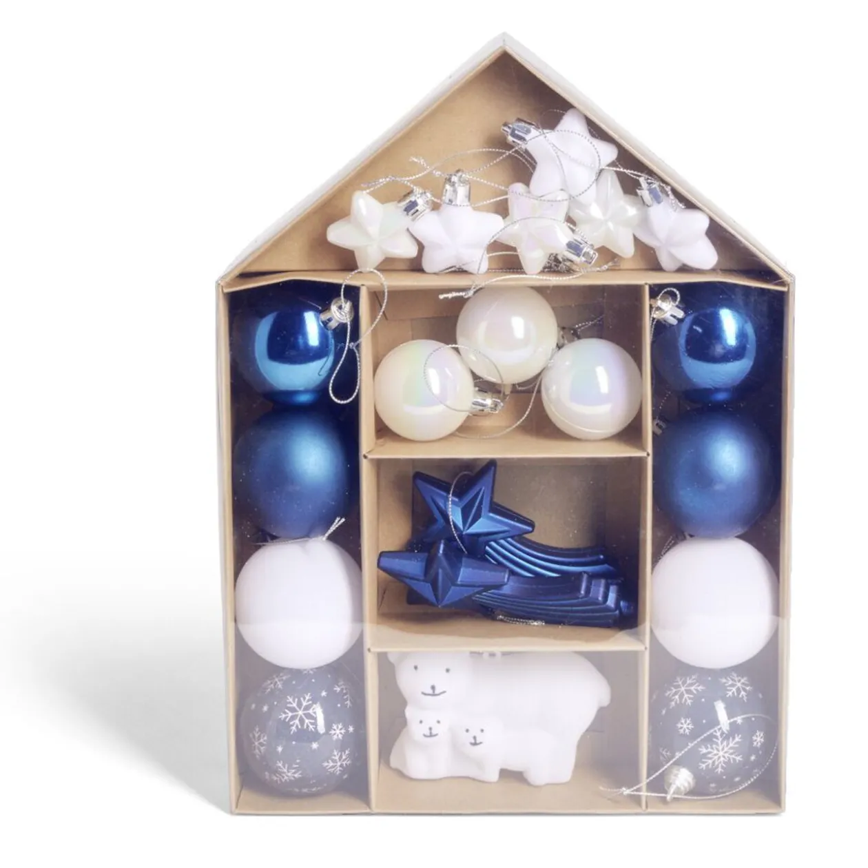 Kit décoration sapin de Noël boréal bleu et blanc 20 pièces