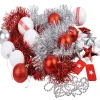 Kit décoration sapin nordique rouge et blanc 60 pièces