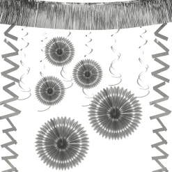 Kit de décoration de fête à suspendre argenté 18 pièces