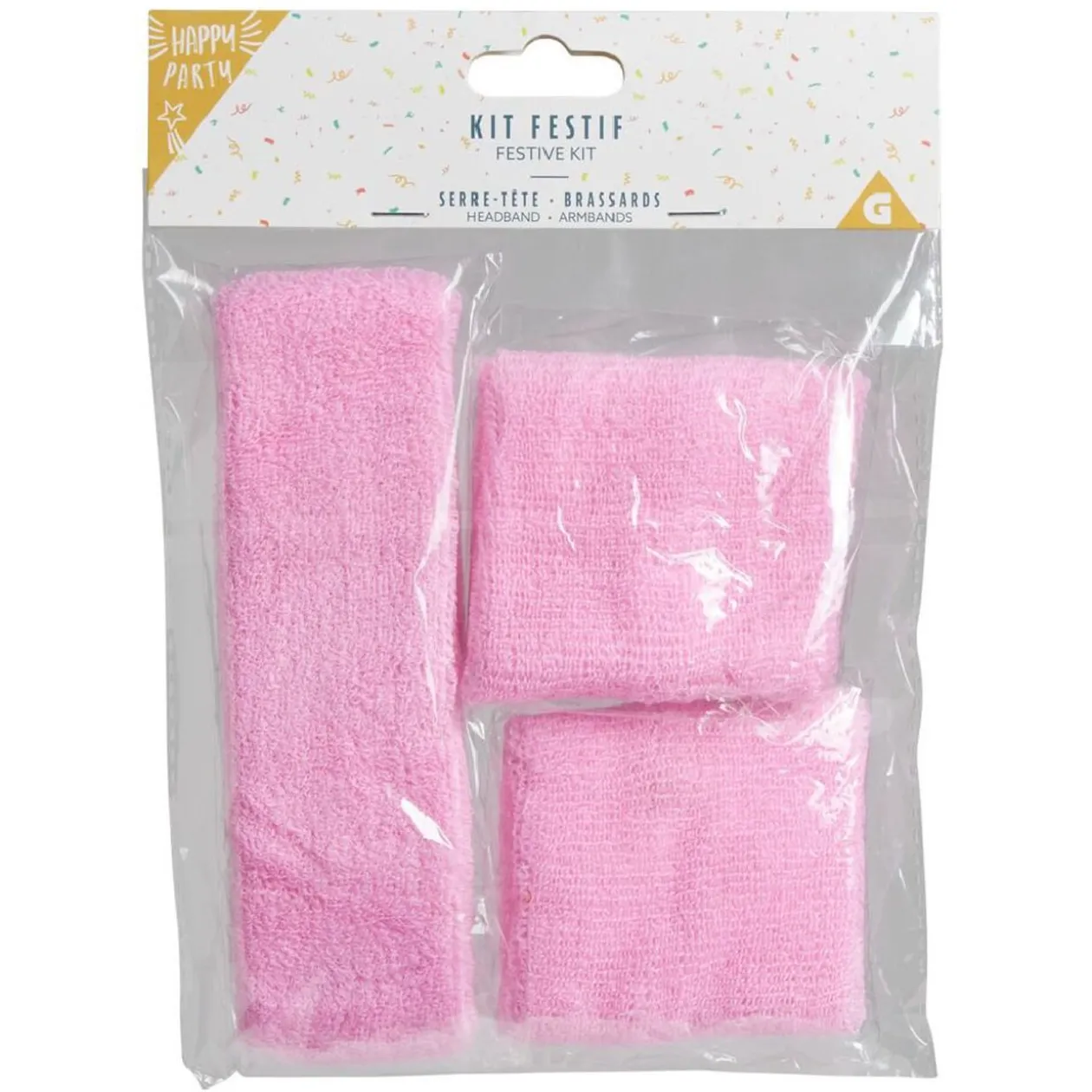 Kit festif 2 bandeaux de poignet et 1 de tête - 4 coloris