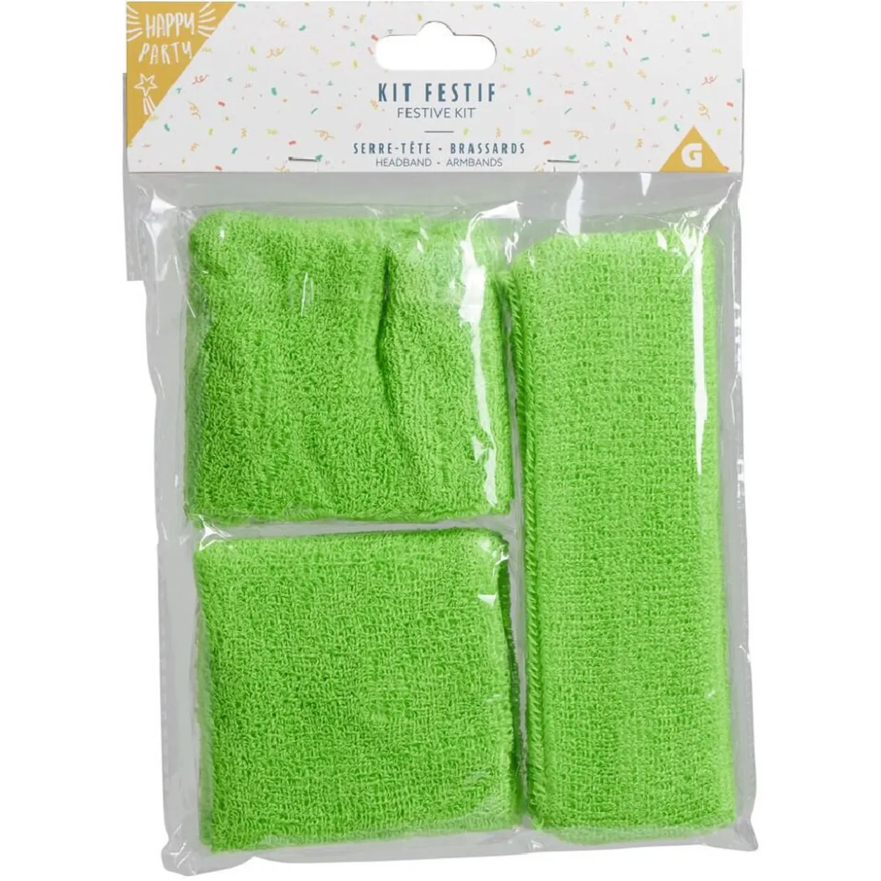 Kit festif 2 bandeaux de poignet et 1 de tête - 4 coloris