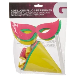 Kit festif fluo masque sans-gêne chapeau 15 pièces